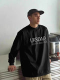 BONSIR  -  Heavy cotton Japanese street printed long-sleeved T-shirt for men in autumn loose and simple small neckline inner t-shirt