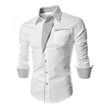 BONSIR  -  Mens Casual Slim Shirts Long Sleeve Button Down Business Formal Dress Shirt Tops Fashion Blouse Luxury Social Shirts For Men