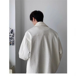 BONSIR  -  Men Casual Loose Retro Shirt Color Block Long Sleeve Patchwork Design Trendy Coat