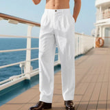 BONSIR  -  New American Style Business Men Suit Pants Light Luxury Leisure Linen Straight Pants Urban Fashion High Quality Loose Trousers