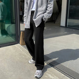 BONSIR  -  Black Gray Suit Pants Men Fashionable Social Mens Dress Pants Korean Loose Casual Straight Trousers Mens Office Formal Pants