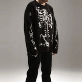 Bonsir Men Sweater Dark Skeleton Jacquard Imitation Cashmere Sweater Autumn Streetwear Warm Casual Long Sleeve Tops Men'S Clothing