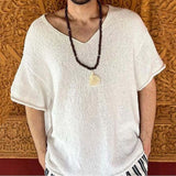 BONSIR  -  Mens Thin Plain Micro-Perspective Knit T-Shirt Summer Streetwear Breathable Casual Daily Short-Sleeved Tops Men'S Clothing 2025