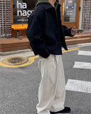 BONSIR  -  Autumn Winter Men's Cotton Wide Leg Floor Suit Pants Korean Casual Loose Straight  Thicken Full Length Trousers Male Keep Warm