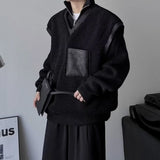 BONSIR  -  Dark thickened fur integrated vest vest for men's Japanese retro trendy brand loose versatile splicing V-neck jacket