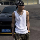 Bonsir Tanks Men Harajuku High Street Unisex Chic Boyfriend Summer Sleeveless Tops Gothic O-neck Solid Clothing Male Fashion Korean Nee