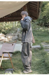 BONSIR  -  new graphite gray chic V-neck sweatshirt, bristle plus fleece raglan sweatshirt jacket
