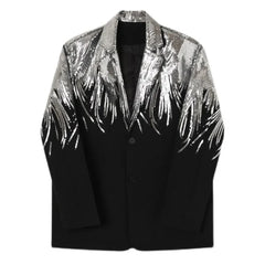 Bonsir Mens Nightclub Embroidered Street Loose Sequin Suit Autumn Winter Genderless Fashion Trend Casual Personality Jacket Unisex