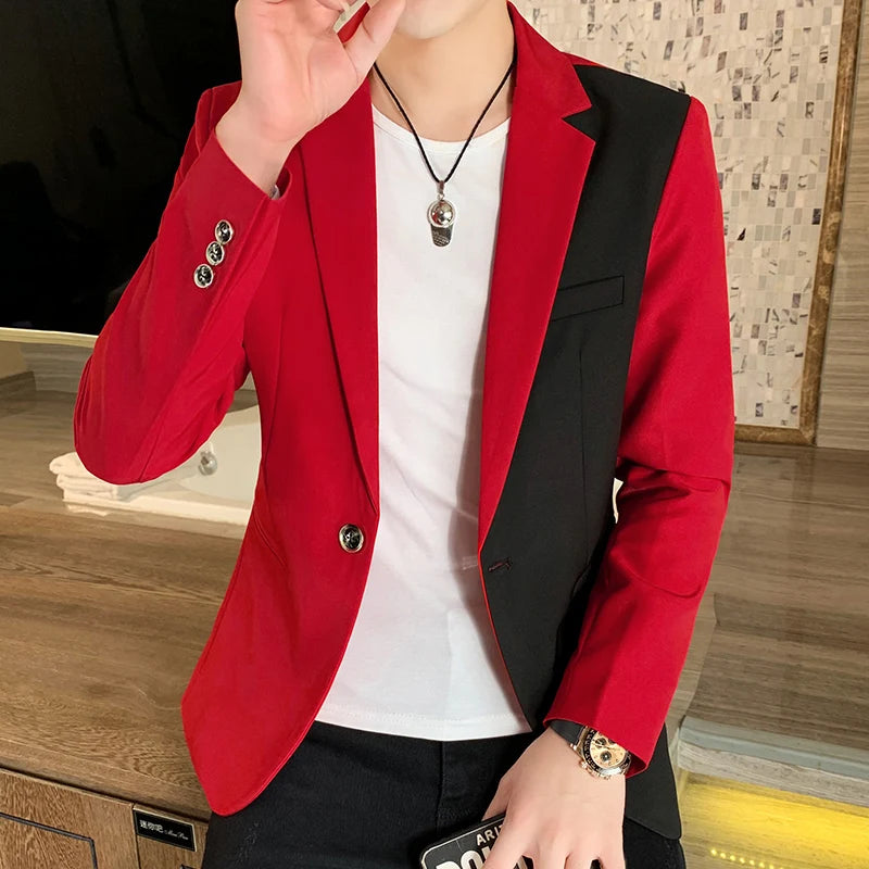 Bonsir Spring New Gradient Color Suit Jacket Men's Streetwear Korean Slim Fit Casual Blazer Wedding Business Clothing Suit Coats