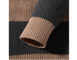 BONSIR  -  Autumn Men's O-Neck Striped Sweater Casual Men Warm Cashmere Knitted Pullover Men Classic Loose Knitwear Sweaters Clothing