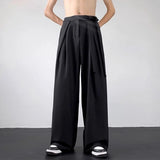 Bonsir Mens Y2k Japanese Belt Casual Trousers Streetwear Daily Niche Personality Versatile Comfortable Straight Pants Men 2024 New