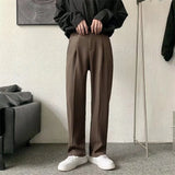 BONSIR  -  Black Suit Pants Men Fashion Society Mens Dress Pants Korean Loose Brown Straight Casual Pants Mens Office Formal Trousers S-3XL
