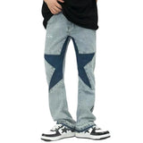 Bonsir Y2K Star Jeans Men Patchwork Denim Trousers Male Loose Casual Pants Korean Japanese Streetwear Hip Hop men clothing