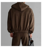 BONSIR  -  Maillard casual sports suit men's spring and autumn heavy hooded sweatshirt cardigan splicing
