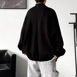 Bonsir Korean style high street men and women trendy personality stand up collar cardigan sweater couple loose retro casual top y2k