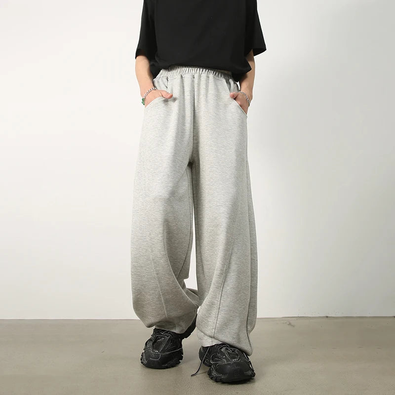 Bonsir Baggy Sweatpants Men Wide Leg Casual Pants Men Oversize Gray Khaki Trousers Male Loose Korean Streetwear Old Money