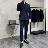 Bonsir 7XL-S (Blazer + Trousers)  Fashion Double Breasted Slim Fit Men's Suit Italian Style Luxury Wedding Social Dress 2 Piece Set