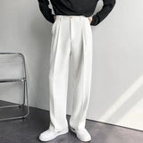 BONSIR  -  New Men Straight Pants Fashion Korean Loose Suit Trousers Casual Draped Baggy White Wide Pant Male Streetwear