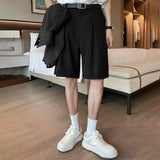 Bonsir Mens Suit Shorts Sophistication Loose Business Casual Solid Simple Comfortable Informal Straight Thin Shorts Summer New