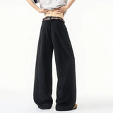 BONSIR  -  Simple Men's Trousers Casual Solid Color Ice Slik Deconstruction Wide Leg Elastic Waist Loose Male Pants Summer 24K5244