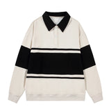 BONSIR  -  Heavy Striped Polo Collar Sweater, Male 2025 Spring Leisure American Male Top Without Hood Spring Leisure Polo Shirt