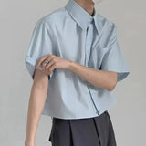 BONSIR  -  Mens Shirt Casual Youth Campus Thin Shirt Summer Versatile Breathable Daily Plain Short-Sleeved Top Men'S Clothing 2025 New