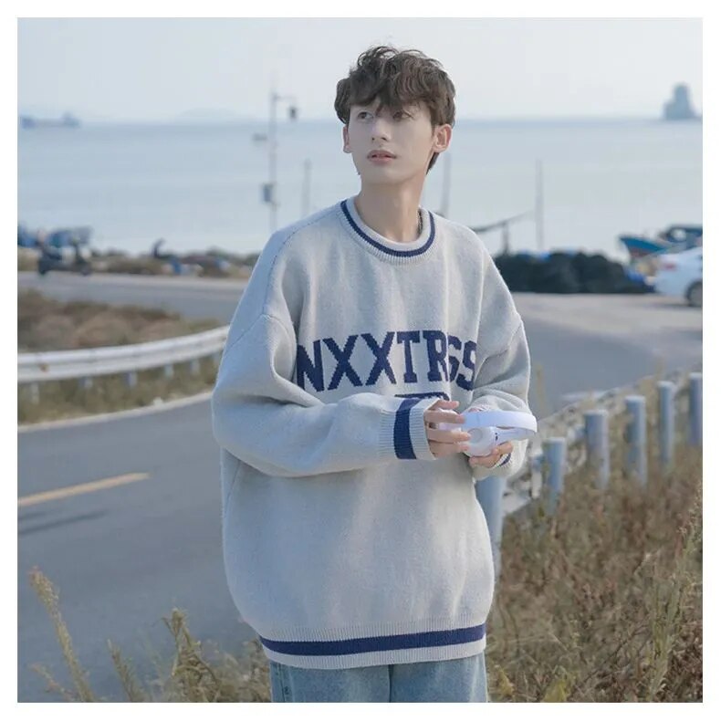 Bonsir Women Men Sweatshirts Printed Simple All-match Korean Style Round Neck Casual Hoodies Winter Thicken Cozy Loose Tops Teens