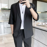 Bonsir Summer Short Sleeved Blazer Men Slim Fit Fashion Social Mens Dress Jacket Korean Casual Suit Jacket Mens Office Formal Jackets