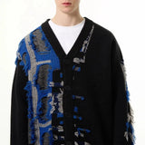 Bonsir Mens Sweater Stitching Contrast Color Tassel Casual Knit Sweater Autumn Fashion Streetwear Campus Long Sleeve Top Men'S Clothing