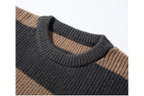 BONSIR  -  Autumn Men's O-Neck Striped Sweater Casual Men Warm Cashmere Knitted Pullover Men Classic Loose Knitwear Sweaters Clothing