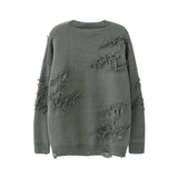 Bonsir Streetwear Hole Wool Crew Neck Harajuku Sweater Oversize Men and Women Pullover Retro Hip Hop Sweaters Knitted Baggy Cltohing
