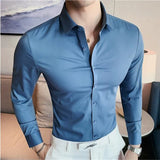 Bonsir New No Trace Slim Fit Shirts For Men High Quality Long Sleeve Slim Fit Casual Business Shirts Formal Social Party Dress