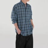 Bonsir Casual Plaid Print Shirt Men's Wear 2024 Autumn Loose Turn Down Collar Top Korean Style Version Trendy Long Sleeved Shirt