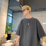 BONSIR  -  Oversized T-shirt Men Streetwear Cotton T Shirts 5XL Casual Summer New Y2k Fashion Geometric Print Tee Shirts for Men Clothing