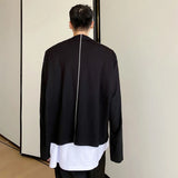 Bonsir Mens Sweatshirt Y2k Line Contrast Color Shoulder Pad Tshirt Autumn Streetwear Fashion Personality Long-Sleeve Top Men'S Clothing
