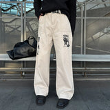 BONSIR  -  Mens Trousers Hip-Hop Print Cargo Casual Pants Streetwear Fashion Niche Personality All-Match Wide-Leg Pants Men'S Clothing 2025