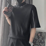 Bonsir Men Y2k Contrast Color Printing Casual Short-Sleeved T-Shirt Daily Streetwear Simple Trend Personality All-Match Top 2024 Summer