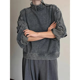 BONSIR  -  Hong Kong style denim jacket men's fashion brand high street niche personality leisure collar pullover work jacket