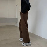 BONSIR  -  Winter Thick Woolen Pants Men Warm Fashion Cotton Black/Brown Suit Pants Men Loose Straight Pants Mens Casual Trousers S-2XL