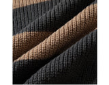 BONSIR  -  Autumn Men's O-Neck Striped Sweater Casual Men Warm Cashmere Knitted Pullover Men Classic Loose Knitwear Sweaters Clothing