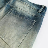 Bonsir Mens Jeans Fashion Summer Autumn High Street Washed Gradient Casual Loose Straight Personality Design Pants Stylish Jeans