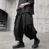 Bonsir Mens Casual Large Pocket Dark Style Overalls Genderless New Trendy Sports Loose Large Size Simple Streetwear Unisex
