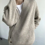 BONSIR  -  Autumn and winter simple design drop-down cardigan sweater loose lazy men's and women's casual knitted sweater jacket