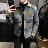 Bonsir Autumn Winter New Woolen Plaid Coat Jackes Men Business Casual Slim Fit Jackets Streetwear British Style Party Blazers
