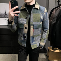 Bonsir Autumn Winter New Woolen Plaid Coat Jackes Men Business Casual Slim Fit Jackets Streetwear British Style Party Blazers