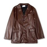 Bonsir Men Pu Leather Jacket Grunge Motorcycle Casual Pu Jacket Spring Streetwear Youth Campus Jacket Men'S Clothing Old Money New