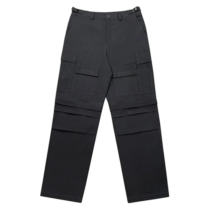 Bonsir Travis Scott Y2K Cargo Pants Men Hip Hop Streetwear Low Waist Cargo Trousers Male Black Workwear Cotton Multi-pocket