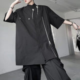 Bonsir Mens Shirts Zipper Button Decoration Shirts Fashion Personality Streetwear Casual Youth Trend Versatile Tops Men'S Clothing