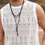 Bonsir Mens Vest Geometric Hollow Perspective Tank Top Summer Beach Streetwear Casual Jogging Gym Personality Tops Men'S Clothing