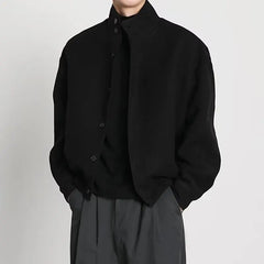 Bonsir Autumn winter high-end workwear stand up collar jacket woolen coat British style baseball uniform